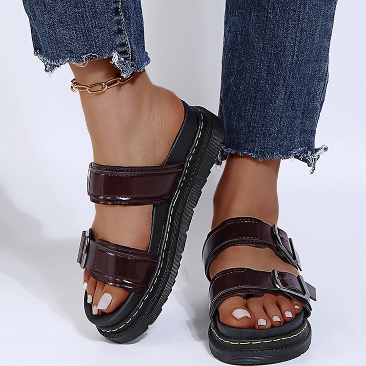 Slip-On Flat Med Spenne Gummi Dametøfler