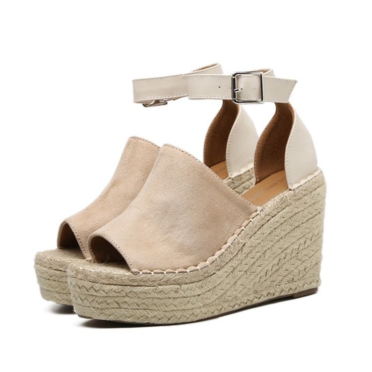 Spenne Peep Toe Platform Espadrille Wedge Sandaler