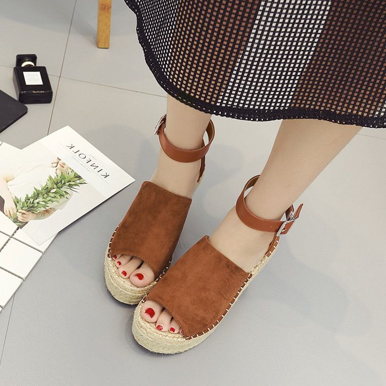 Spenne Peep Toe Platform Espadrille Wedge Sandaler