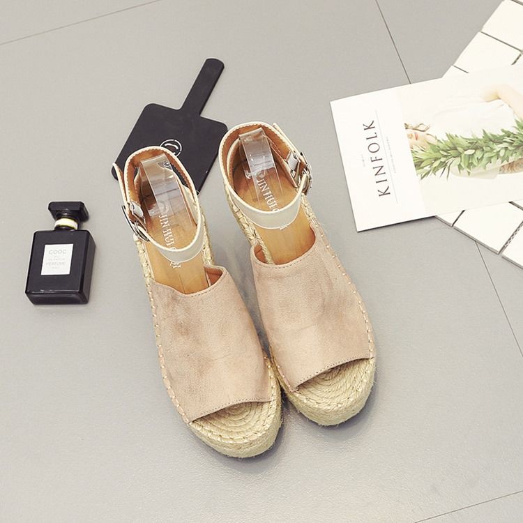 Spenne Peep Toe Platform Espadrille Wedge Sandaler