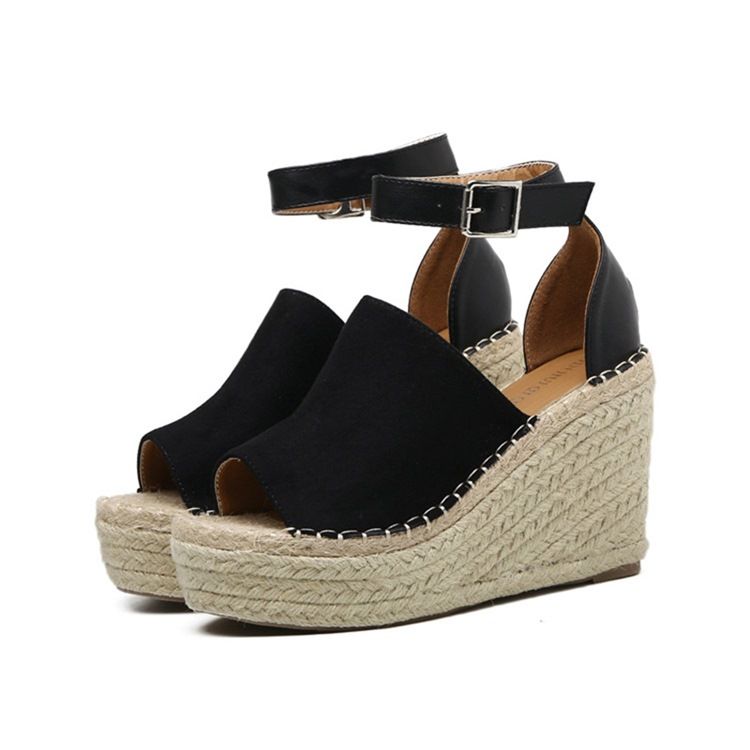 Spenne Peep Toe Platform Espadrille Wedge Sandaler