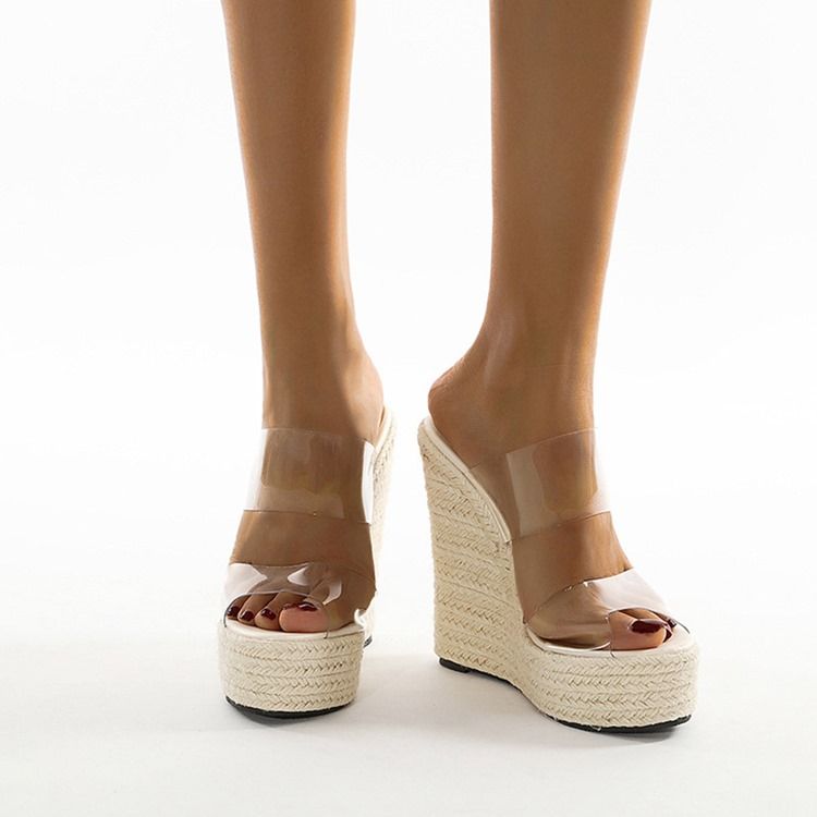 Toe Ring Slip-On Kilehæl Patchwork Dametøfler