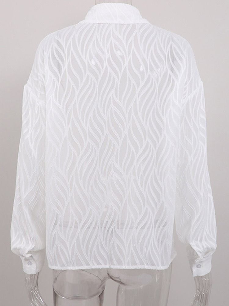 Lapel Pocket Langermet Standard Bluse