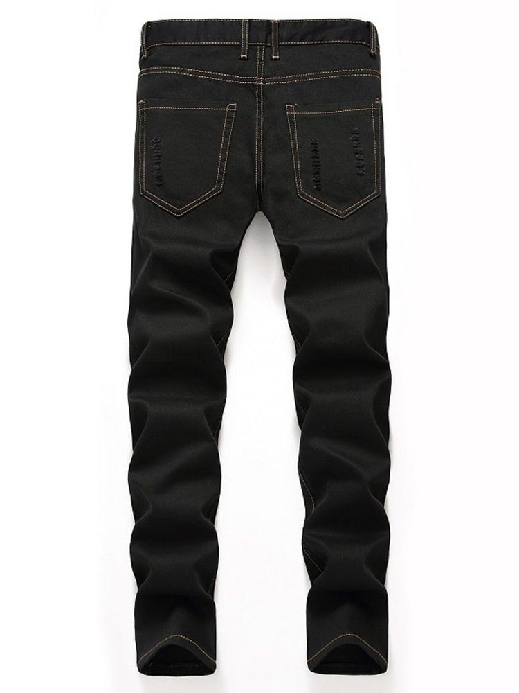 Afrikansk Mote Dashiki Color Block Glidelås Rett Europeiske Herrejeans