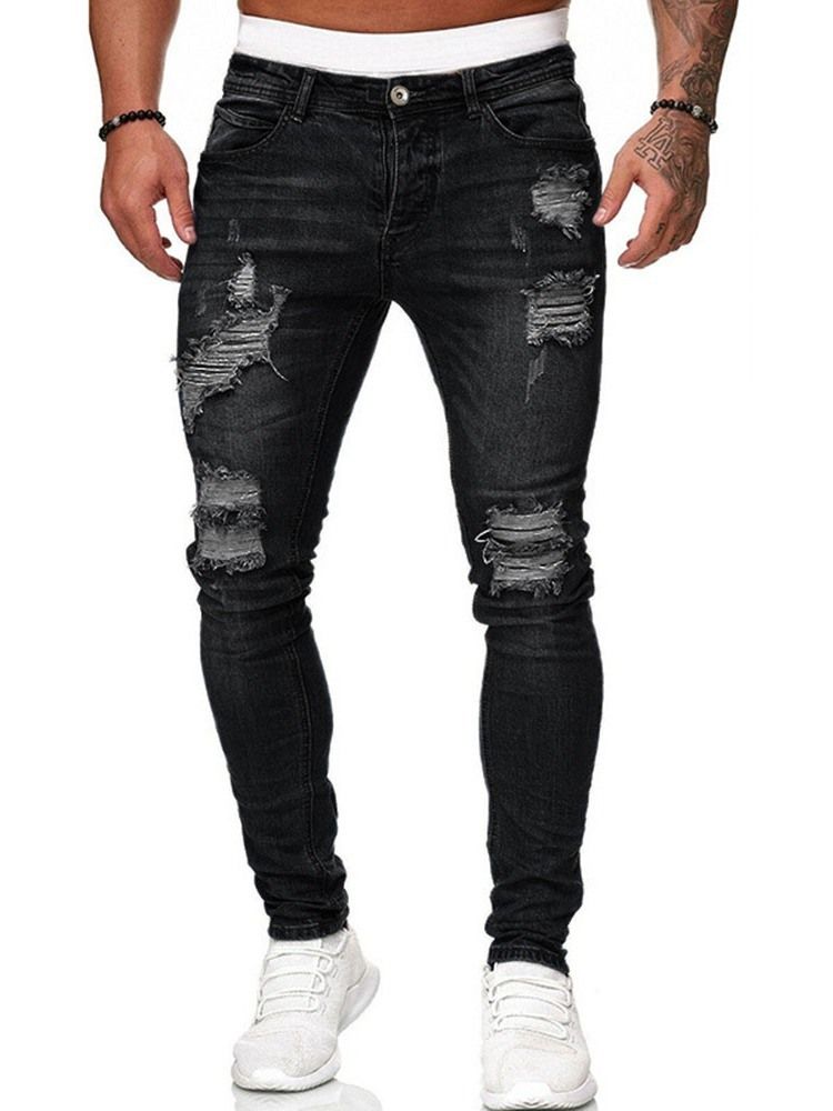 Blyantbukse Hull Midt Midje Glidelås Herrejeans
