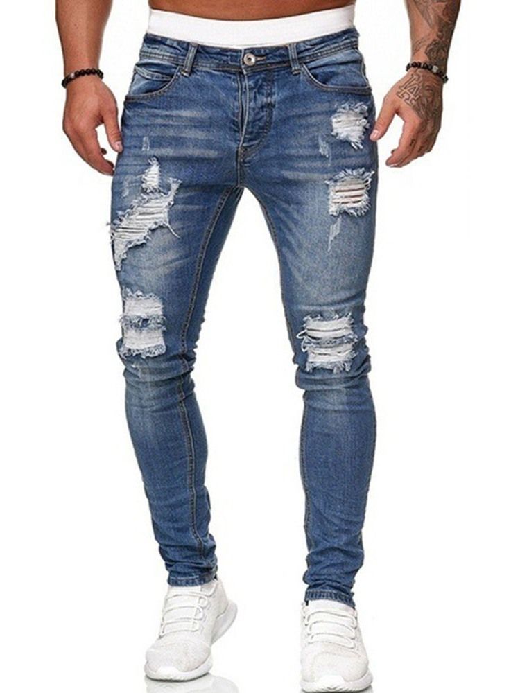 Blyantbukse Hull Midt Midje Glidelås Herrejeans