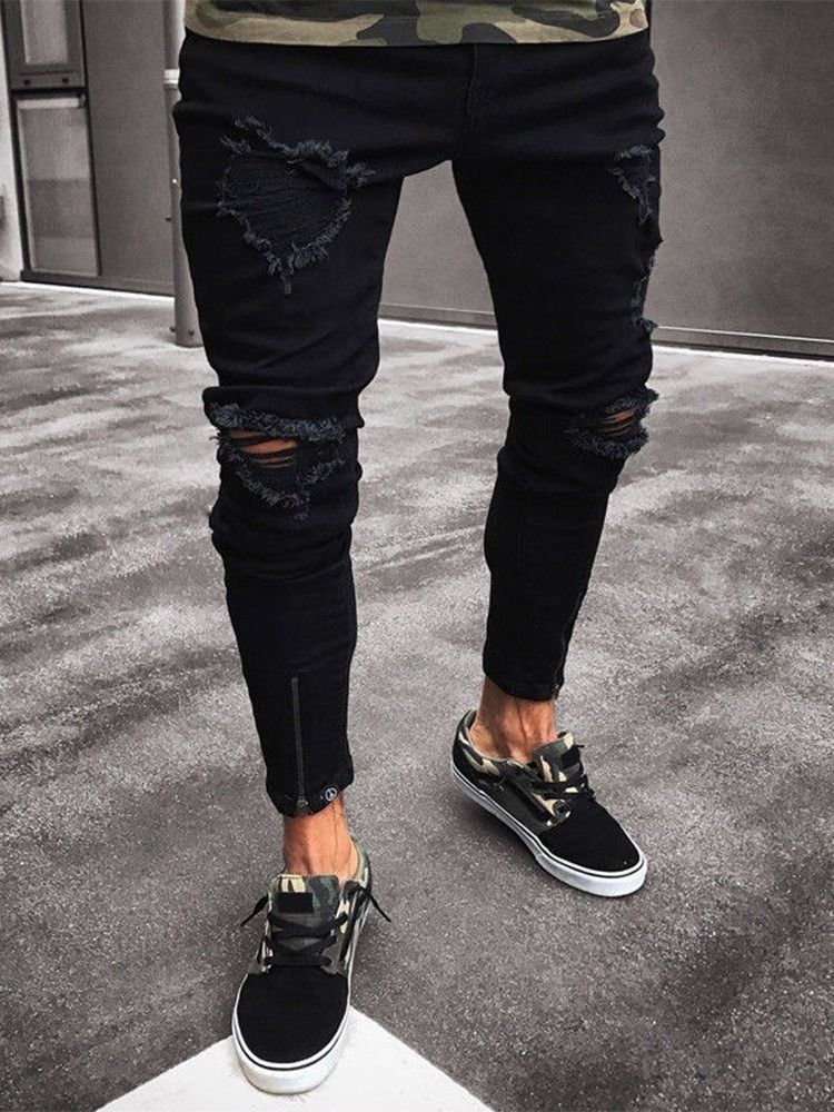 Blyantbukse Hull Vanlig Glidelås Mote Jeans