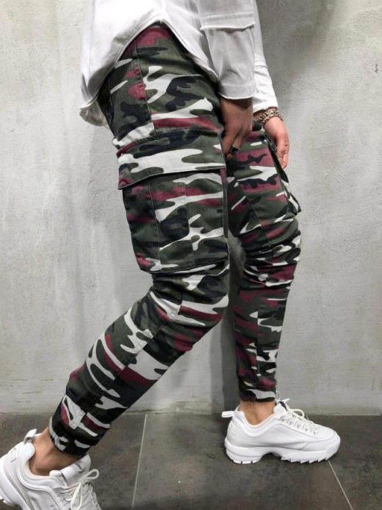 Blyantbukser Kamuflasje Lomme Glidelås Herre Casual Jeans
