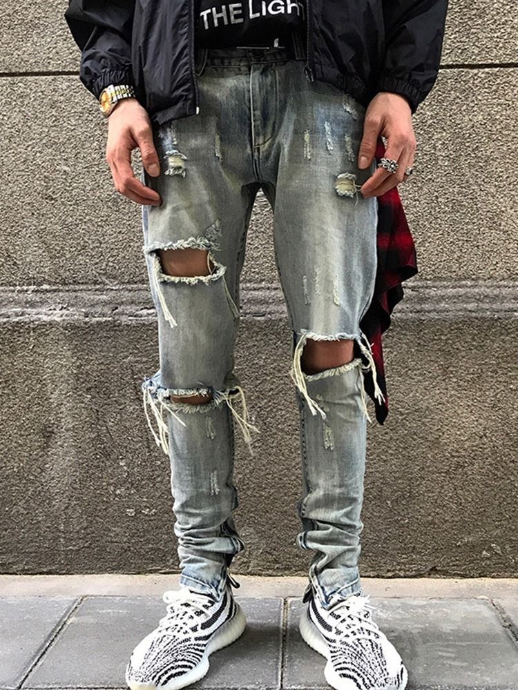 Blyantbukser Slitte Europeiske Jeans Med Glidelås
