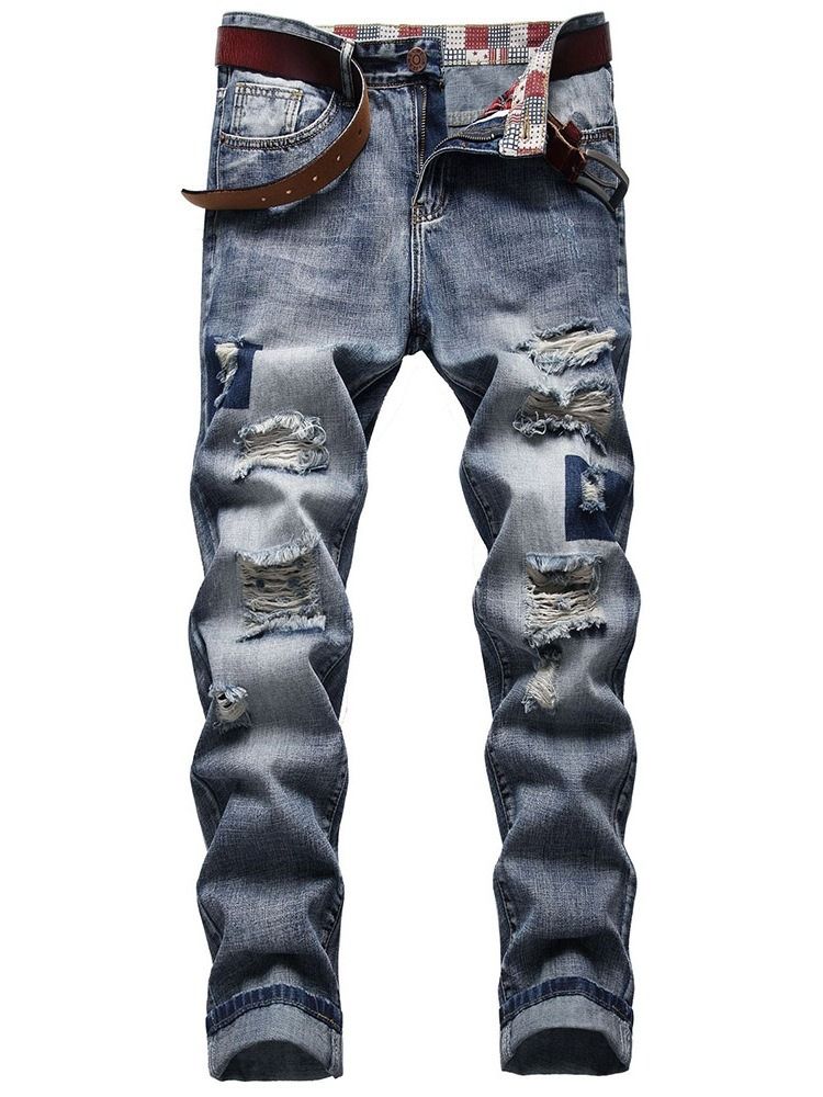 Europeiske Jeans Med Rett Slitt Glidelås Av Kvalitet