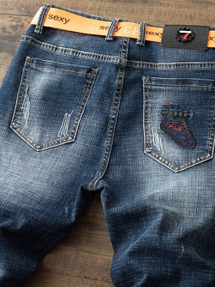 Europeiske Uformelle Jeans Med Rett Slitt Glidelås