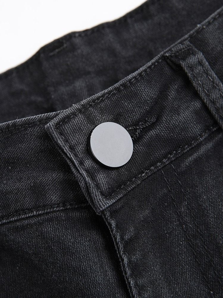Hull Pencil Bukser Vanlig Glidelås Mid Waist Casual Jeans