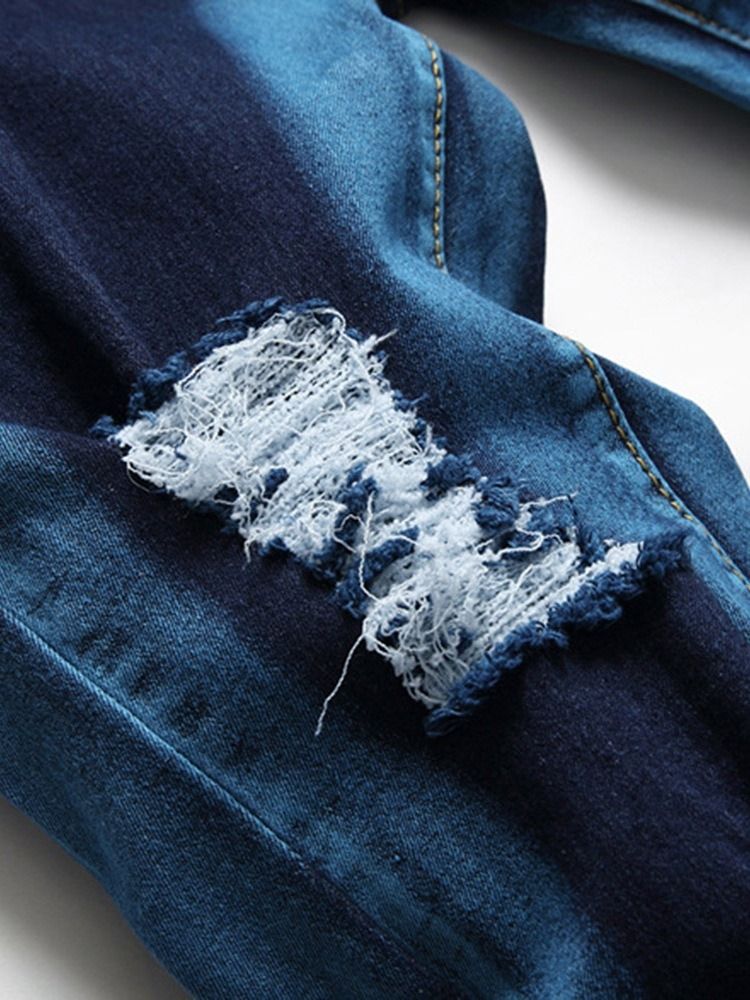 Hull Rett Glidelås Mid Waist Slim Jeans For Menn