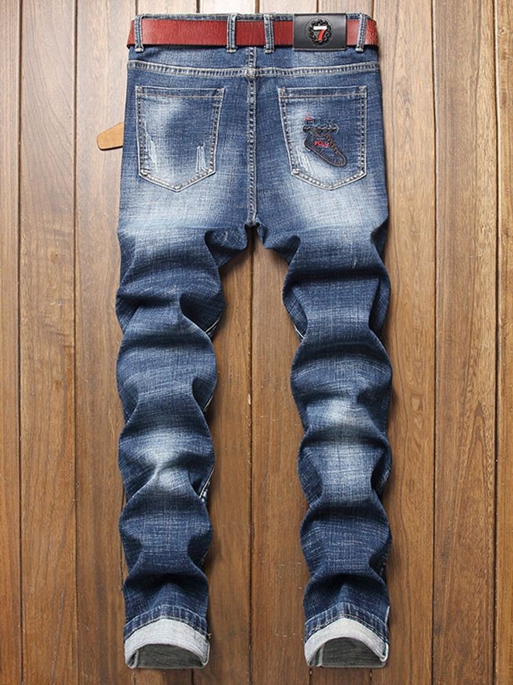 Hull Rett Midje Jeans Med Glidelås