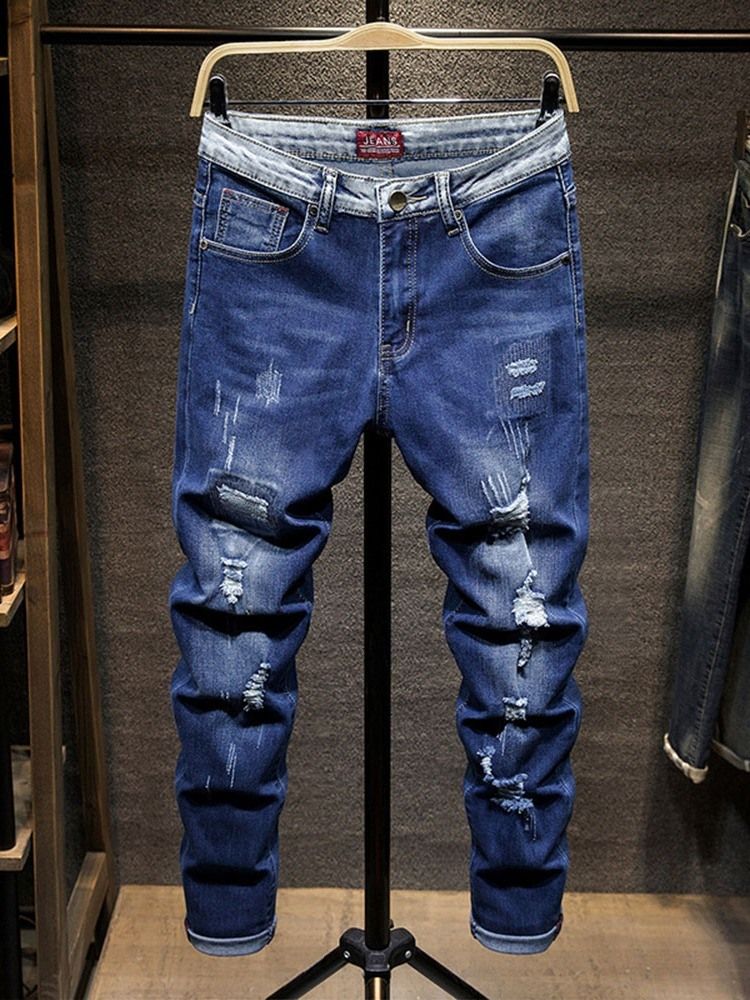 Jeans Med Hull I Midten Med Glidelås