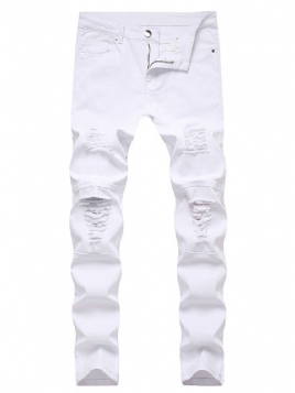 Jeans Med Rett Hull Med Glidelås I Midten Av Midjen