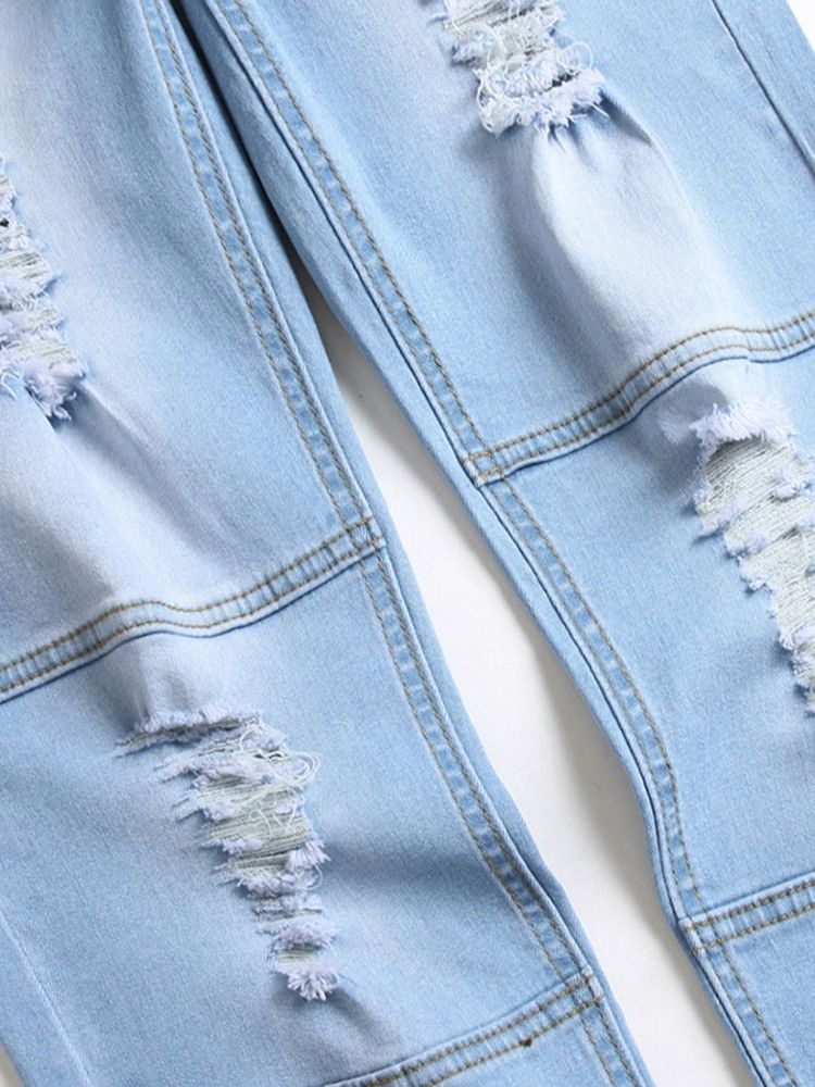 Koreanske Jeans Med Rett Hull Med Midt Midje