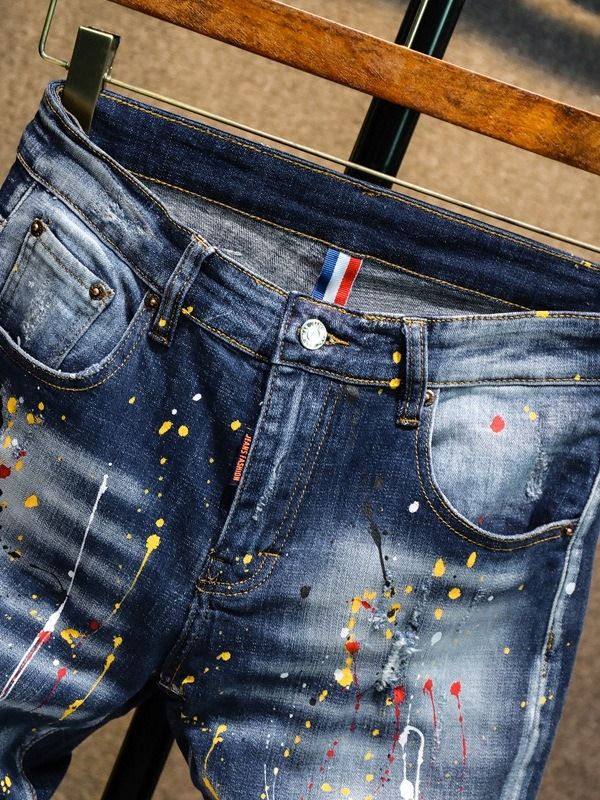 Paint Splatters Blyant Bukser Glidelås Mid Waist Jeans