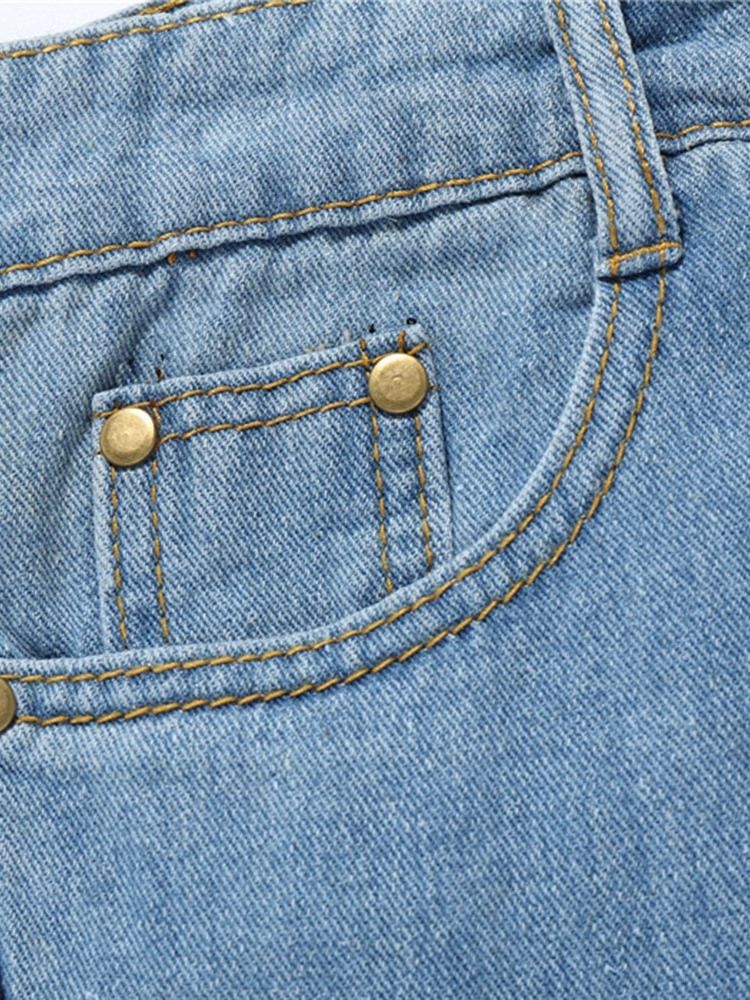 Paint Splatters Color Block Rett Glidelås Europeiske Jeans