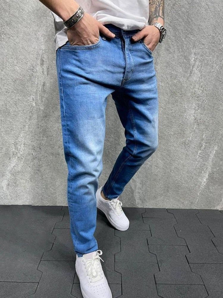 Pocket Pencil Bukser Vanlig Glidelås Mid Waist Jeans