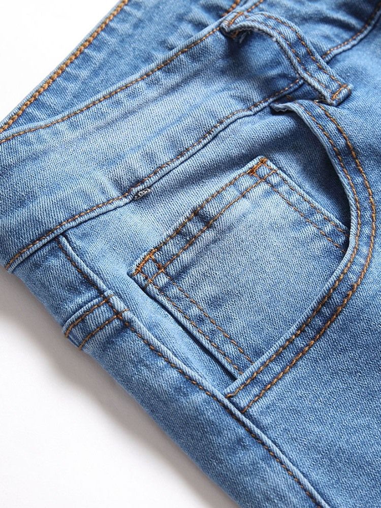 Pocket Pencil Bukser Vanlig Glidelås Mid Waist Jeans