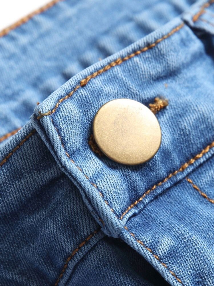 Pocket Pencil Bukser Vanlig Glidelås Mid Waist Jeans