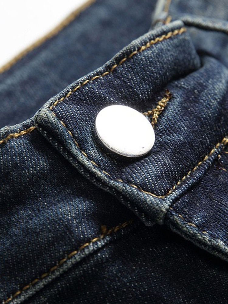 Rett Patchwork Glidelås Europeiske Jeans For Menn