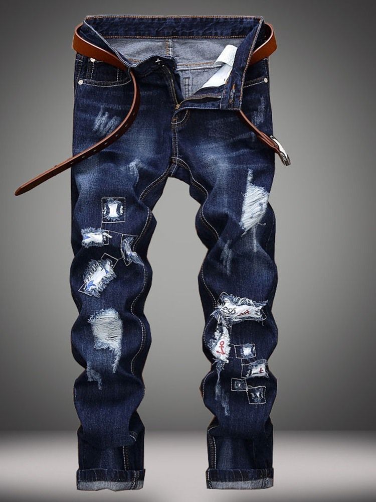 Slitt Rett Glidelås Europeiske Jeans For Menn