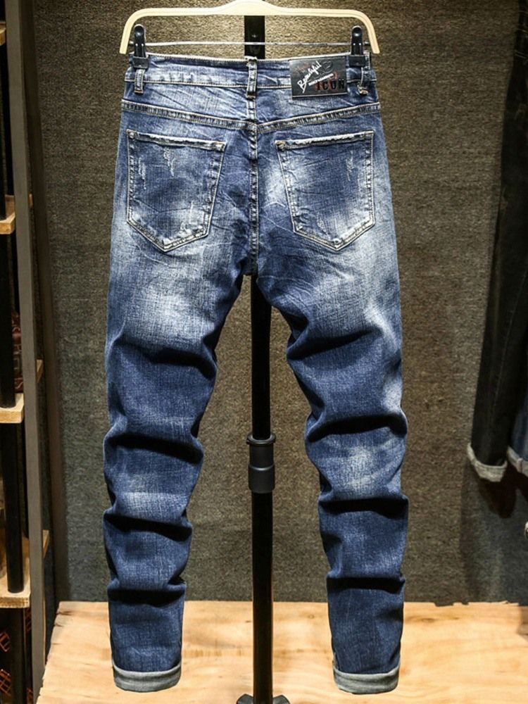 Slitte Letter Blyantbukser Glidelås Europeiske Jeans