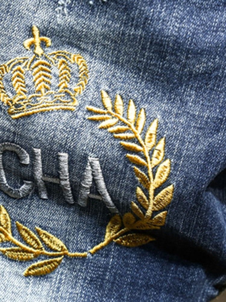 Slitte Letter Blyantbukser Glidelås Europeiske Jeans