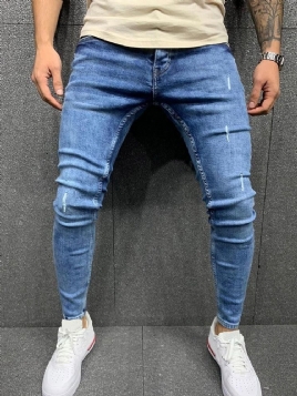 Vanlige Blyantbukser Mid Waist Europeiske Jeans For Menn