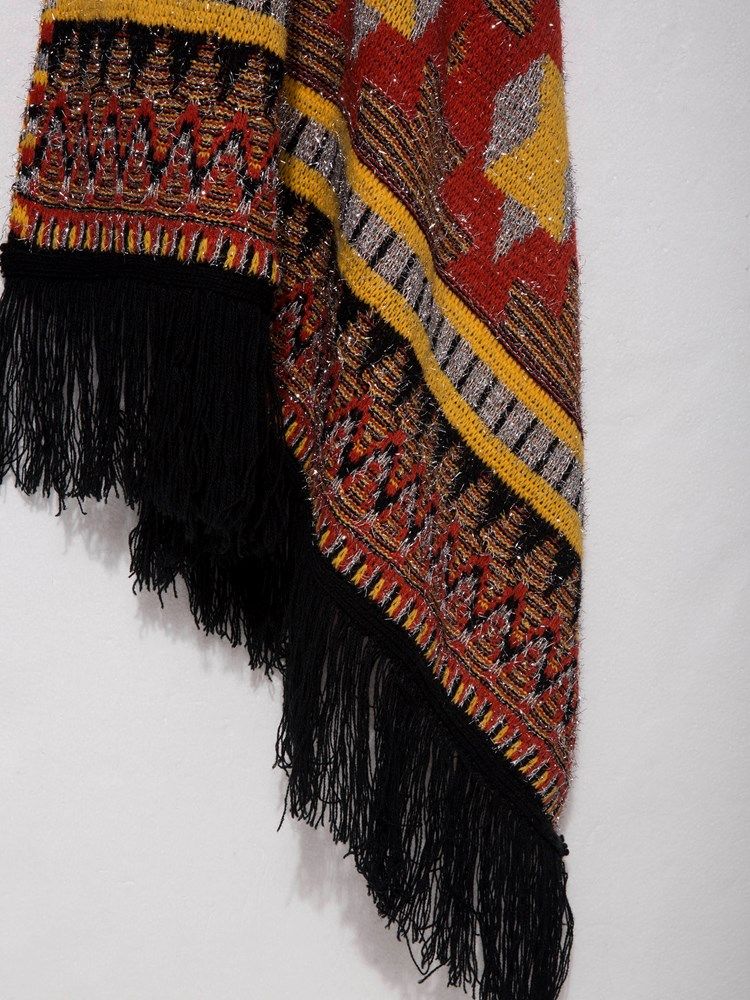 Geometrisk Tassel Patchwork Cape