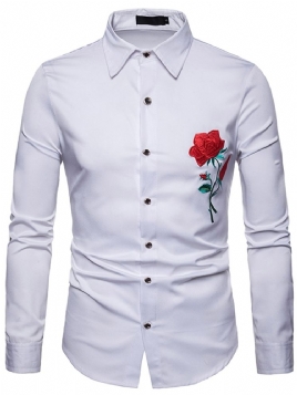 Blomstertrykt Slim Button Up Lapel Menns Fritidsskjorter