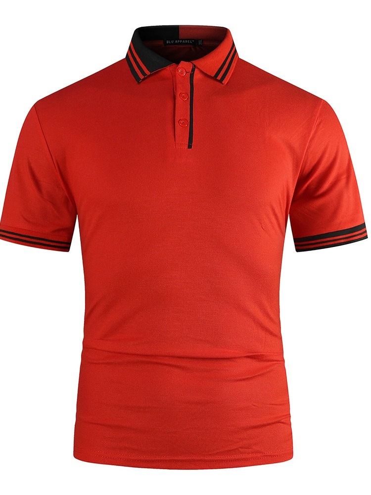 Fashion Patchwork Color Block Polo-Hals Poloskjorte