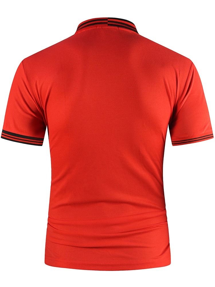 Fashion Patchwork Color Block Polo-Hals Poloskjorte