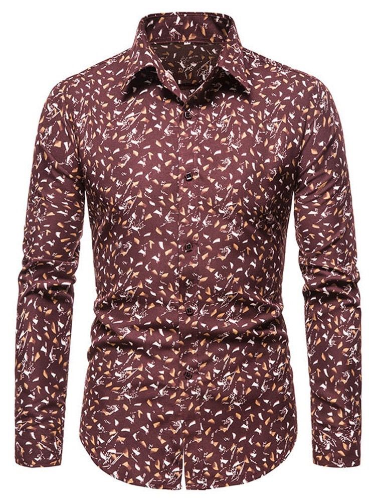 Floral Lapel Casual Slim Single-Breasted Skjorte