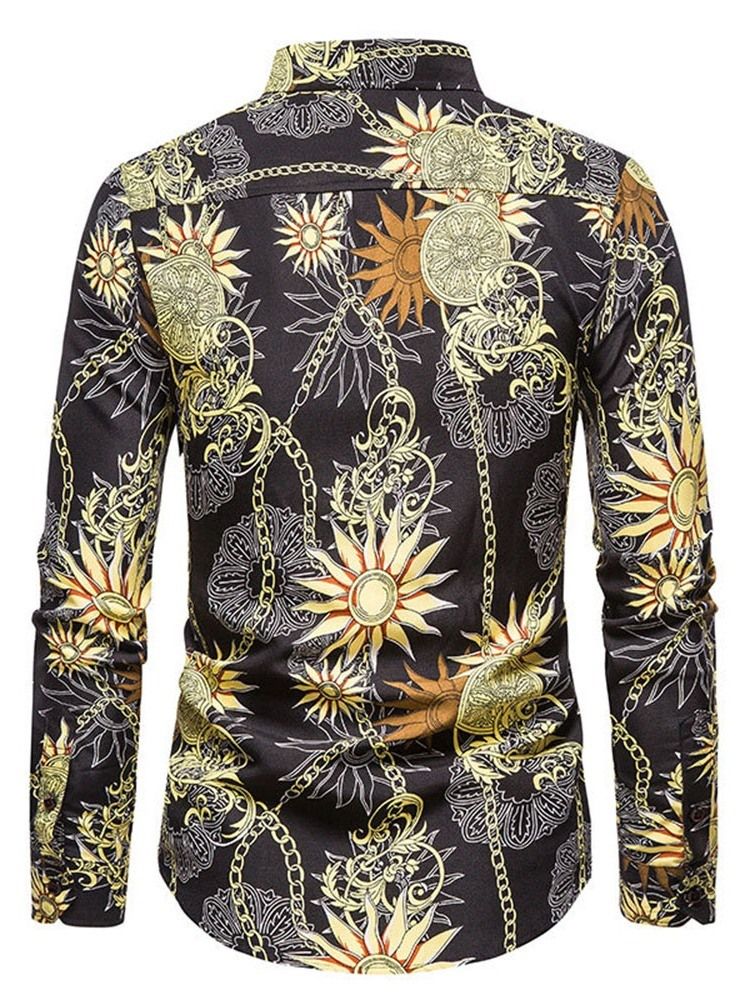 Lapel European Color Block Slim Enkelt-Breasted Skjorte