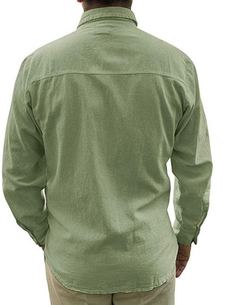 Lapel Plain Button Fall Single-Breasted Skjorte