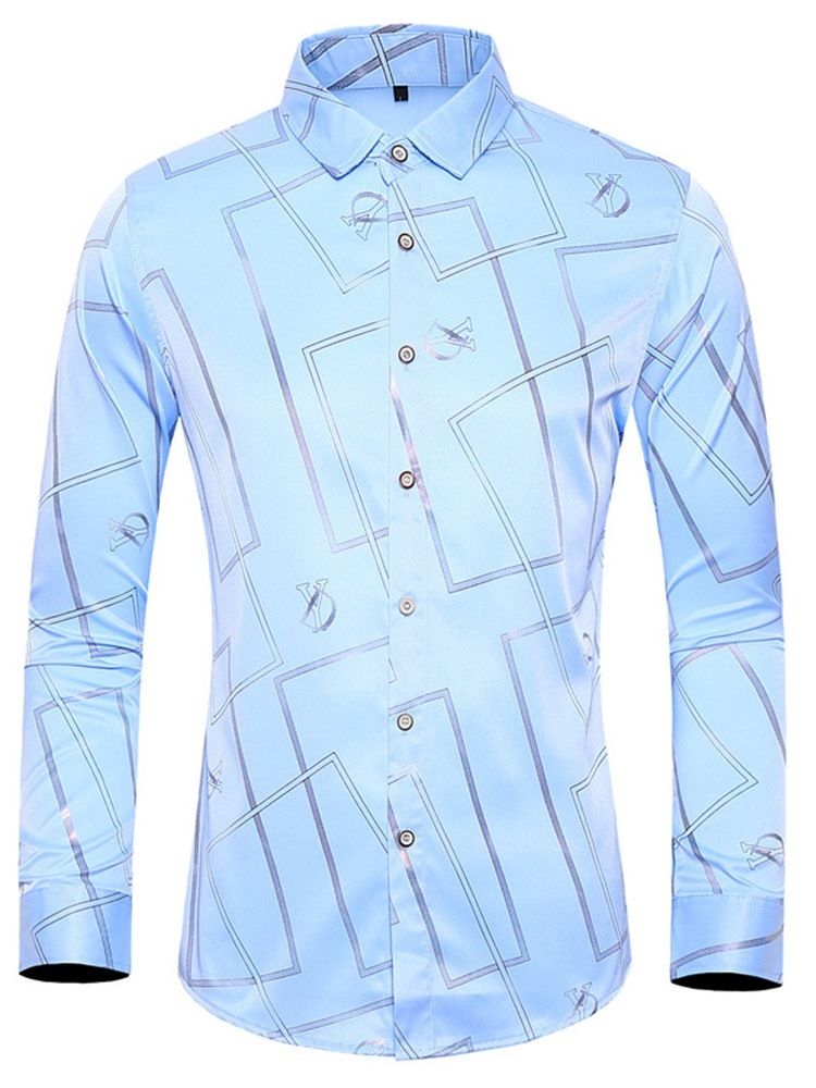 Lapel Print Mote Slim Høstskjorte