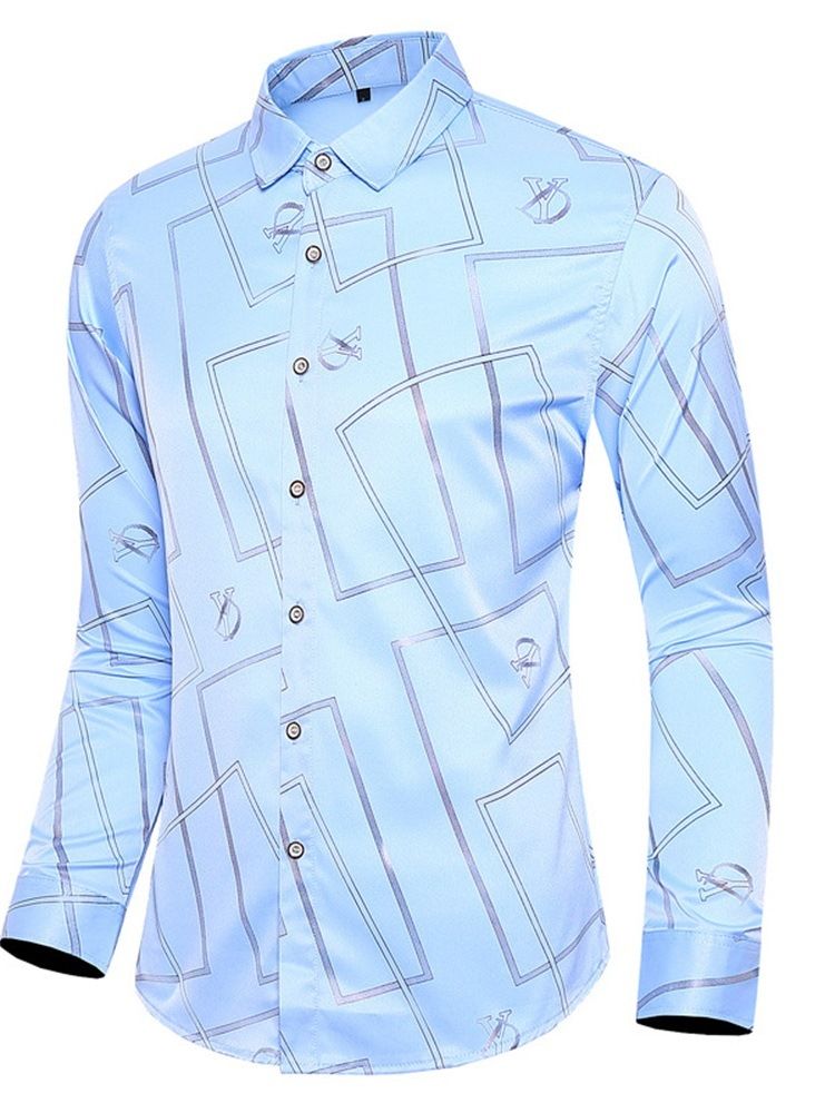 Lapel Print Mote Slim Høstskjorte