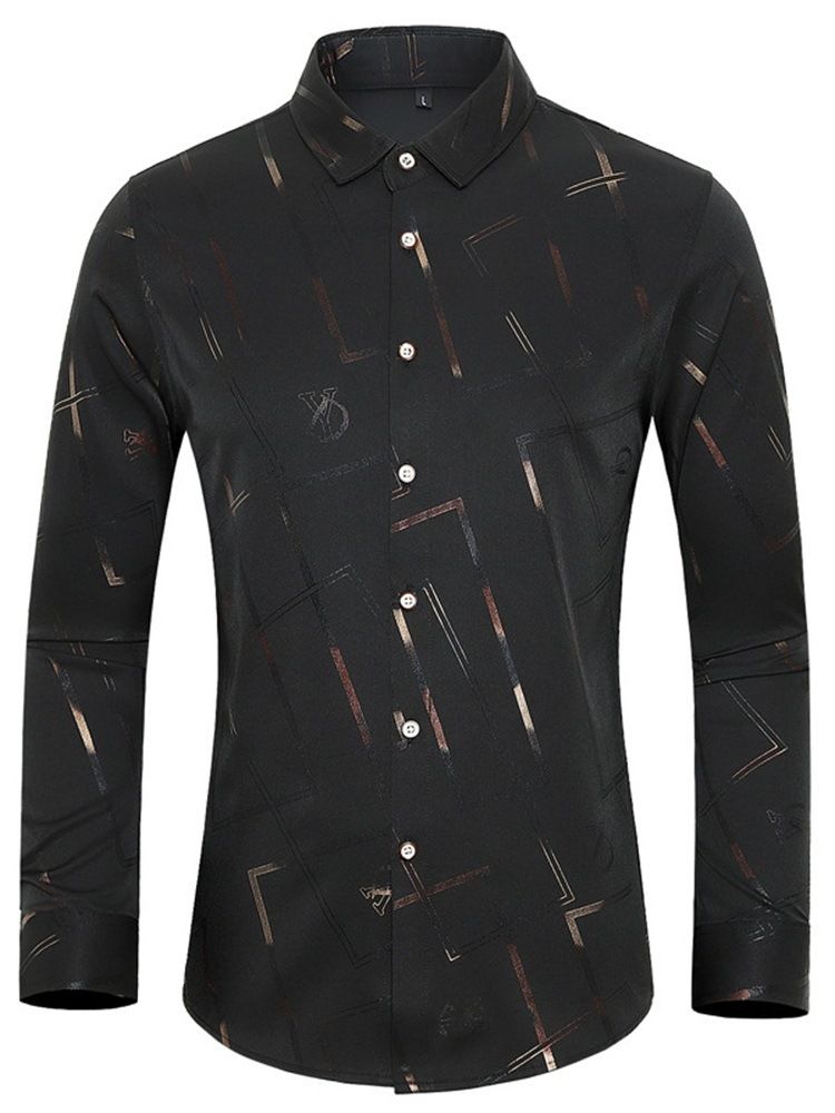 Lapel Print Mote Slim Høstskjorte