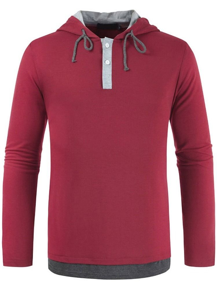 Patchwork Casual Color Block Pullover Langermet T-Skjorte