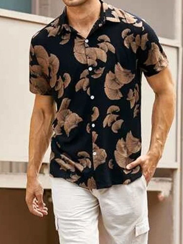 Print European Lapel Summer Straight Shirt
