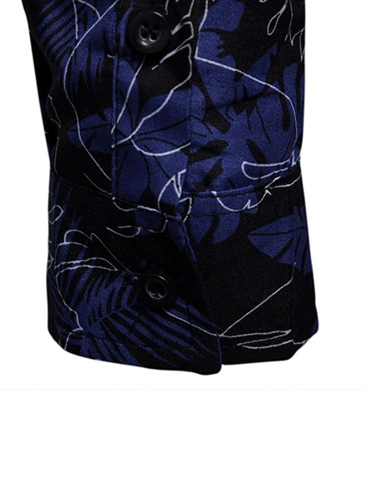 Print Lapel European Slim Fall-Skjorte