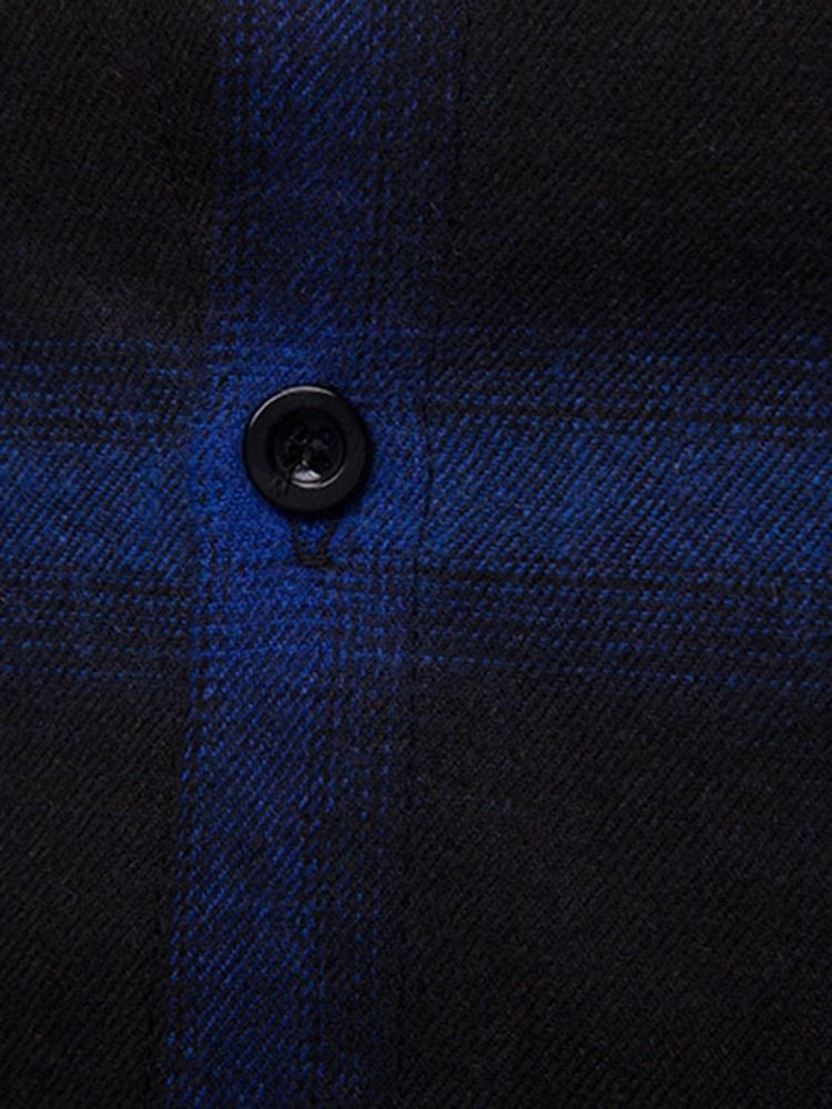 Rutet Casual Slim Fall-Skjorte Med Hette