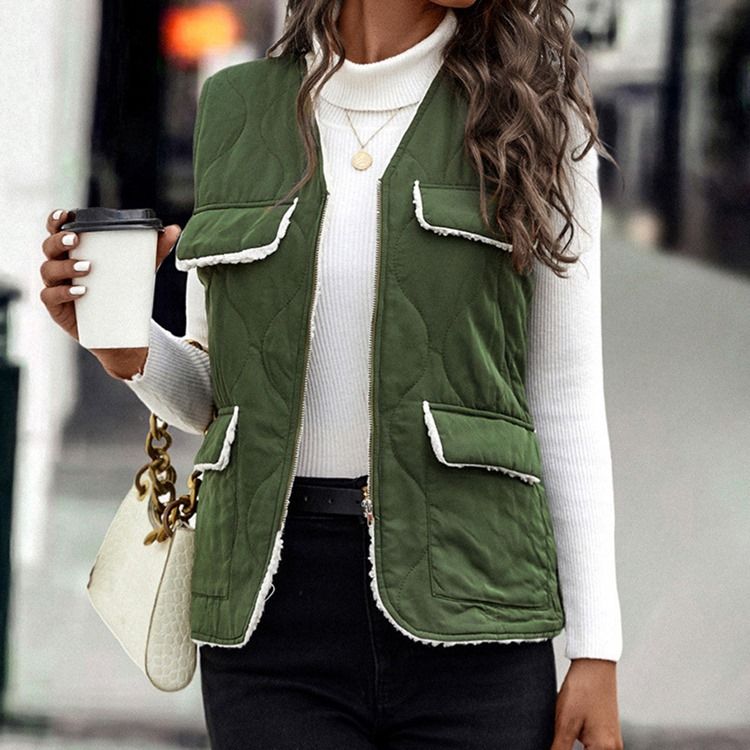 Vanlig Lomme Med V-Hals Fall Standard Vest
