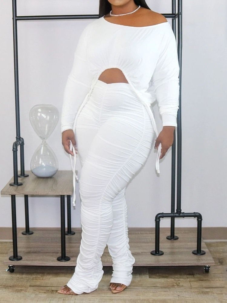 Bukser Vanlig Tilfeldig Pullover Todelt Sett Damebuksesett Plus Size