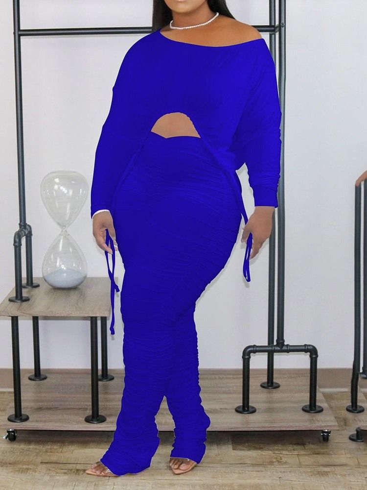 Bukser Vanlig Tilfeldig Pullover Todelt Sett Damebuksesett Plus Size