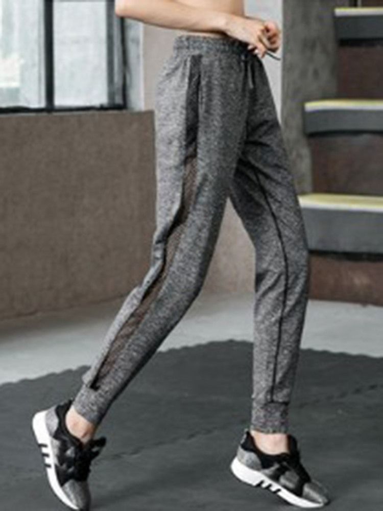 Dame Plus Size Lommer Solid Stripe Gym Sports Yoga Bukser