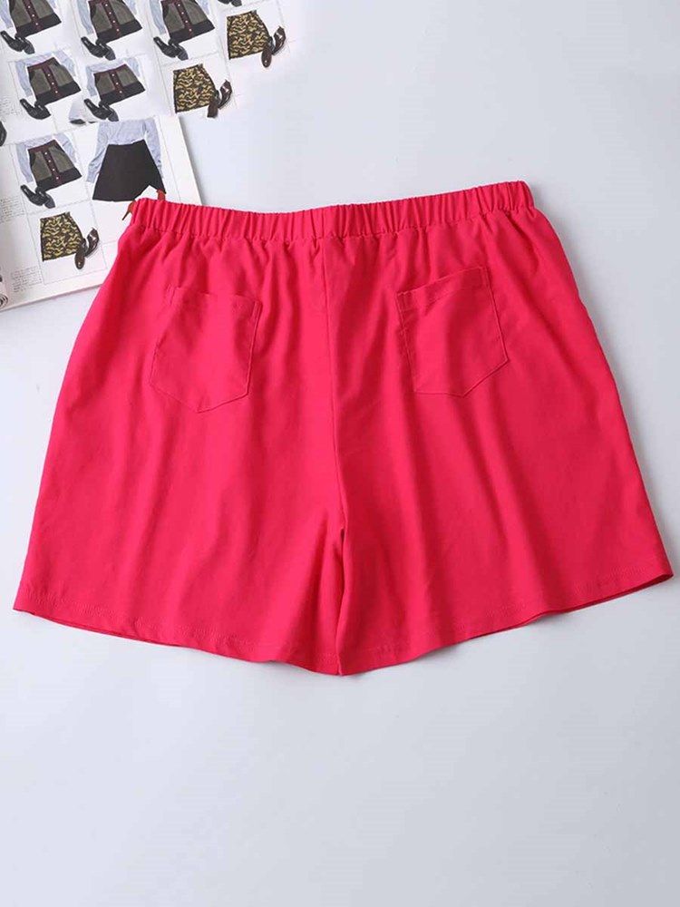 Damelommer I Store Størrelser Solid Shorts Sommersportsbukser